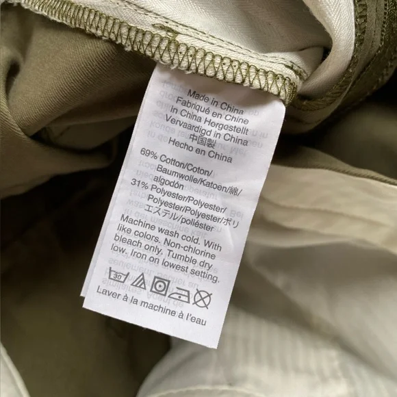 J. Crew Wide Leg Cotton Blend Dark Olive Green Trousers Size 6 - Picture 10 of 10